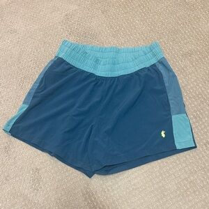 cotopaxi Women's Colorblock Athletic Shorts - Deep Blue & Aqua